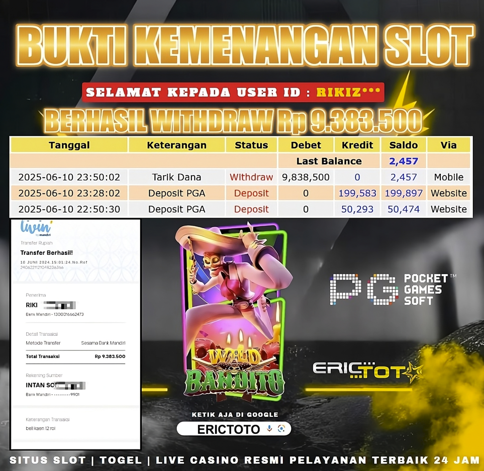 ERICTOTO JACKPOT SLOT [WILD BADITO] Rp.9.838.500.,- LUNAS